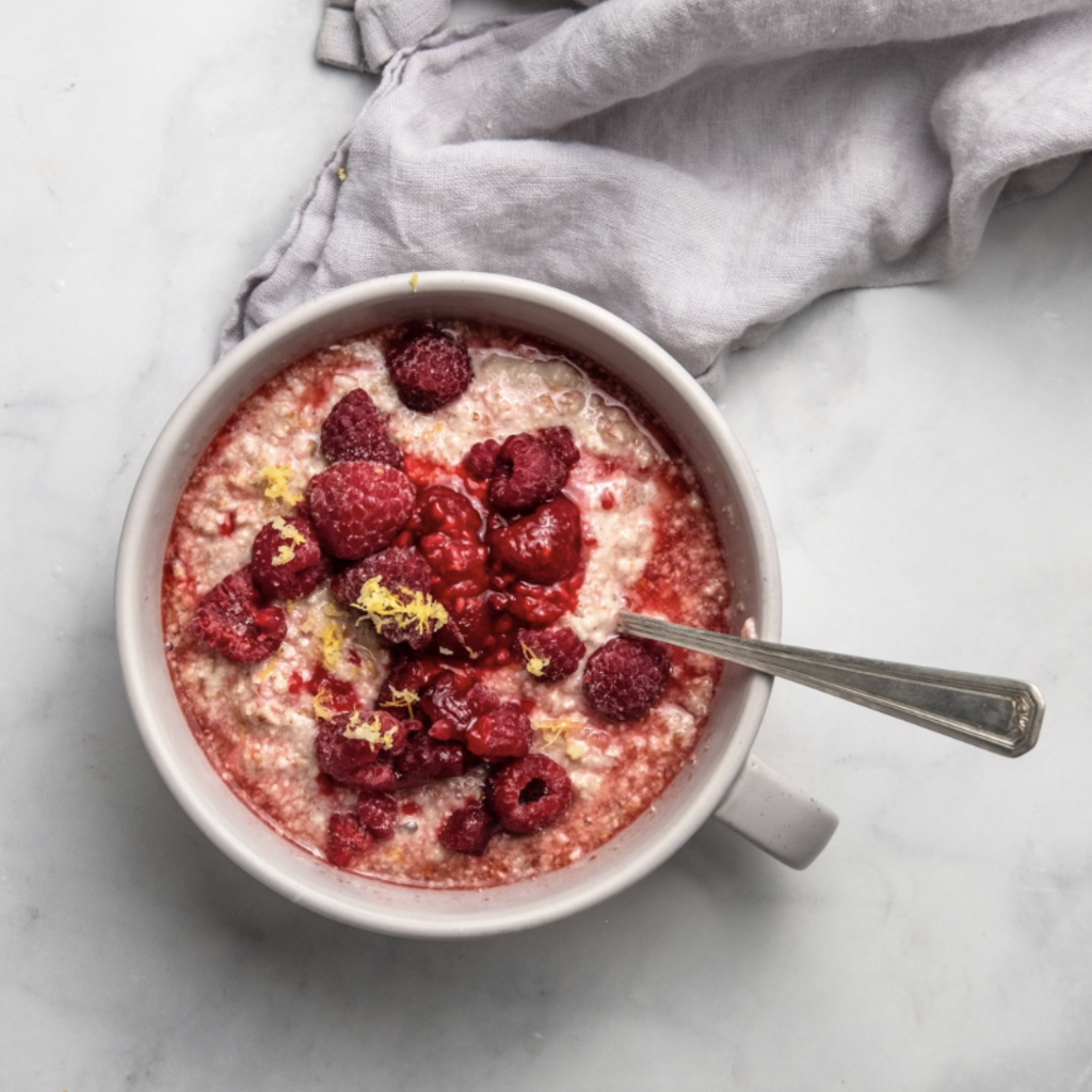 vegan raspberry lemon pulpmeal in a bowl