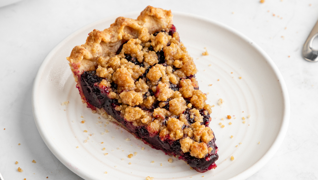 A cherry crumble dessert made with Almond Cow pulp.