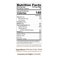 Case of Organic Whole Grain Oats - 30 lbs