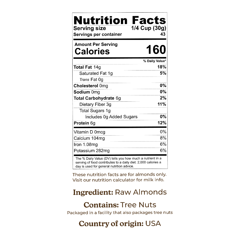 Nutrition Facts Label - Almond Cow