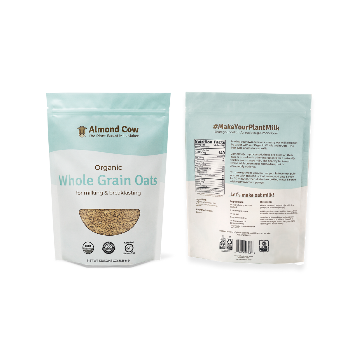 Organic Whole Grain Oats (3lbs)