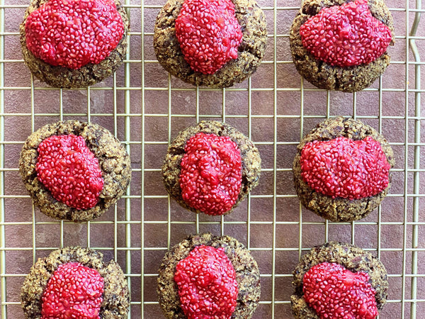 Almond Pulp Orange Raspberry Thumbprint Cookies