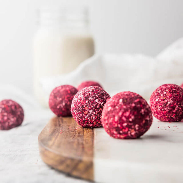 Vegan Almond Pulp Raspberry Bliss Balls