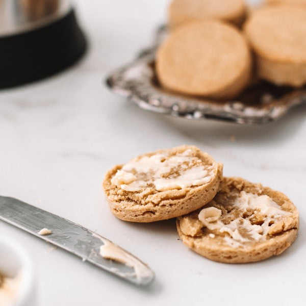 a vegan biscuit with vegan butter spread