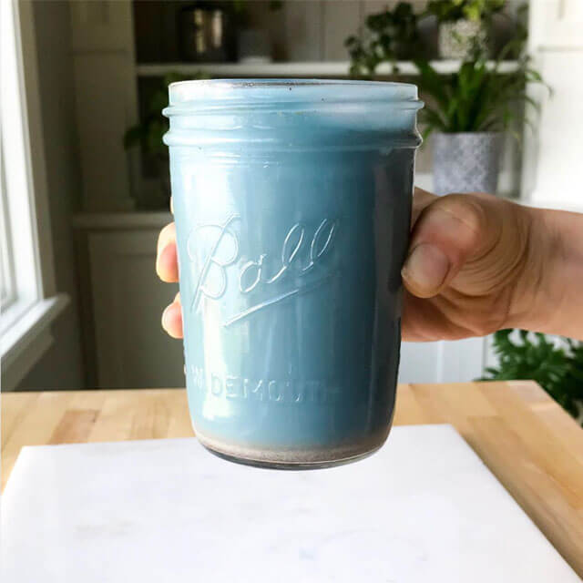 homemade Blue Majik Milk in a jar