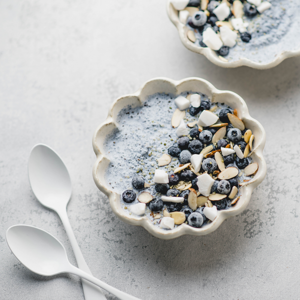 vegan Blueberry hemp pulpmeal in a ramekin 