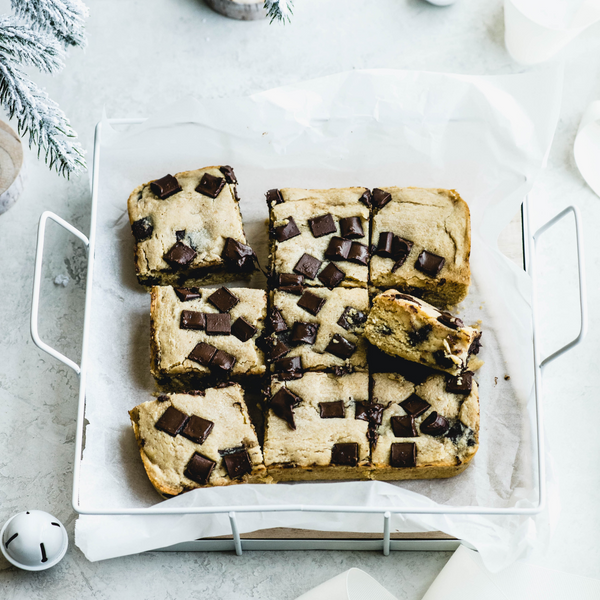 vegan Browned Butter Blondies on a tray