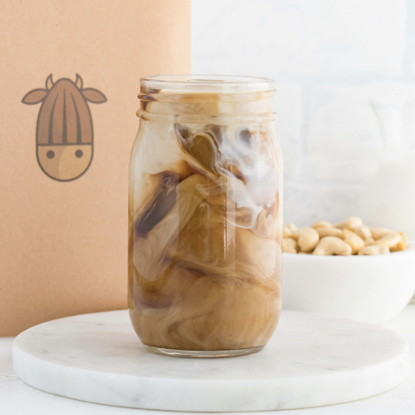 vegan creamer made from cashew milk in a glass jar