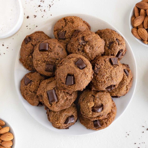 Freshly baked vegan chocolate chip cookies