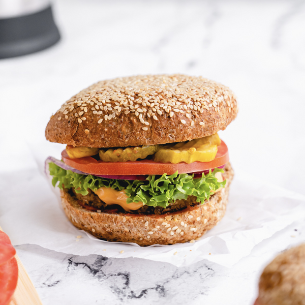 classic american vegan plant-based cheeseburger burger