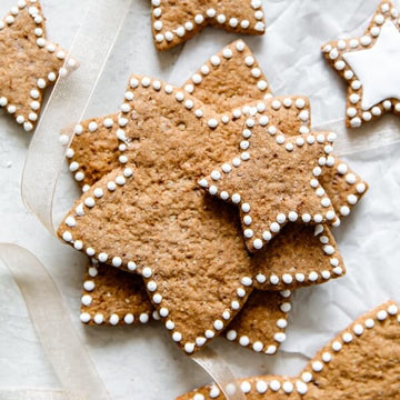 a stack of vegan Gingerbread Star Cookies