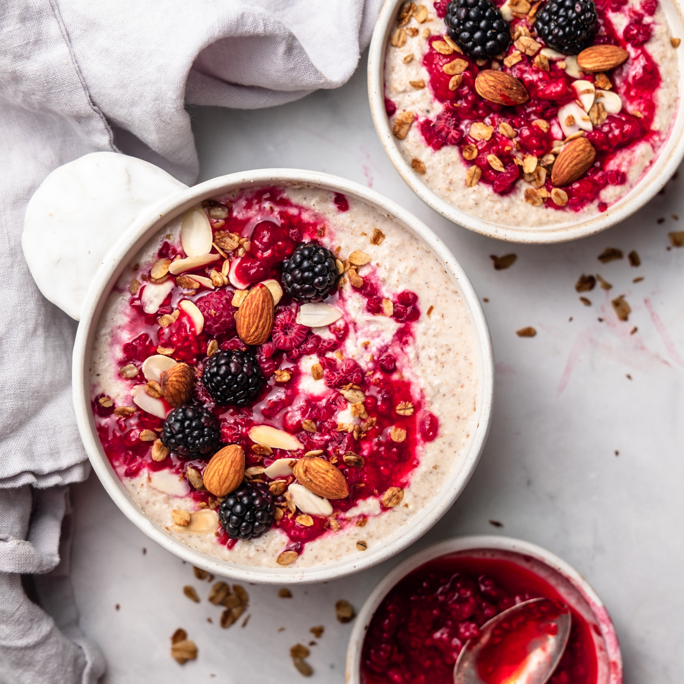 a bowl of vegan Lemon Raspberry Overnight Pulp