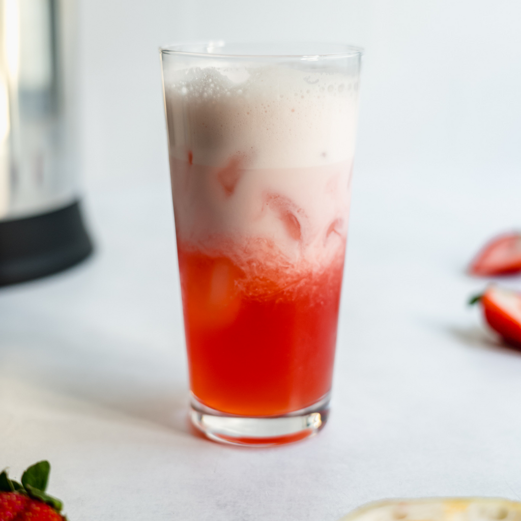 A delicious, red, Lovestruck Refresher. Made in moments with your Almond Cow.