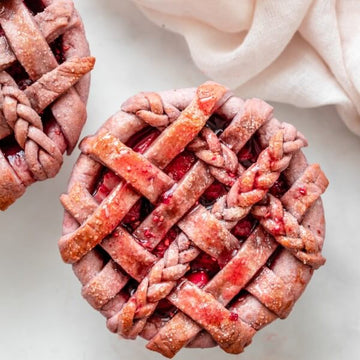 vegan mini pink raspberry pies made using an Almond Cow