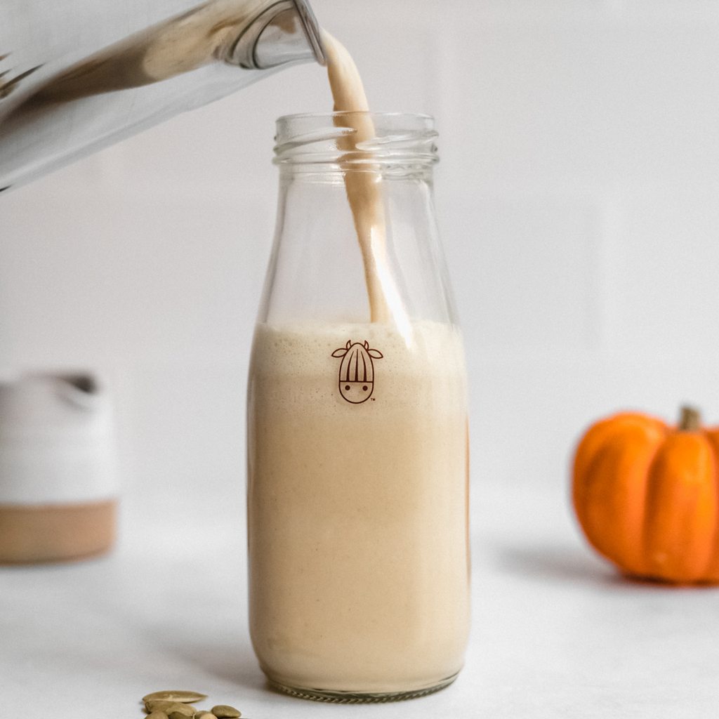 vegan pumpkin pie milk made in the Almond Cow 