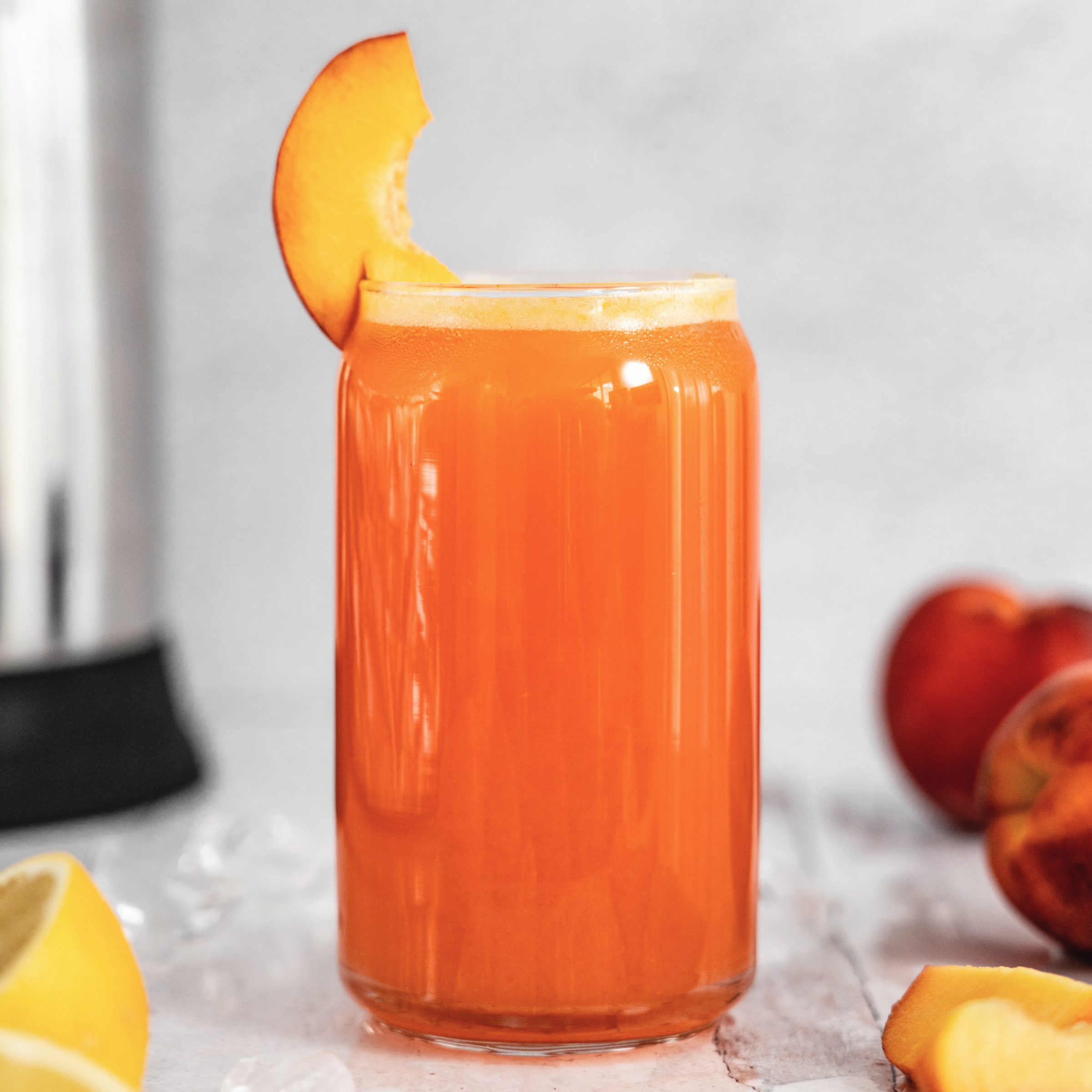 glass of peach lemonade