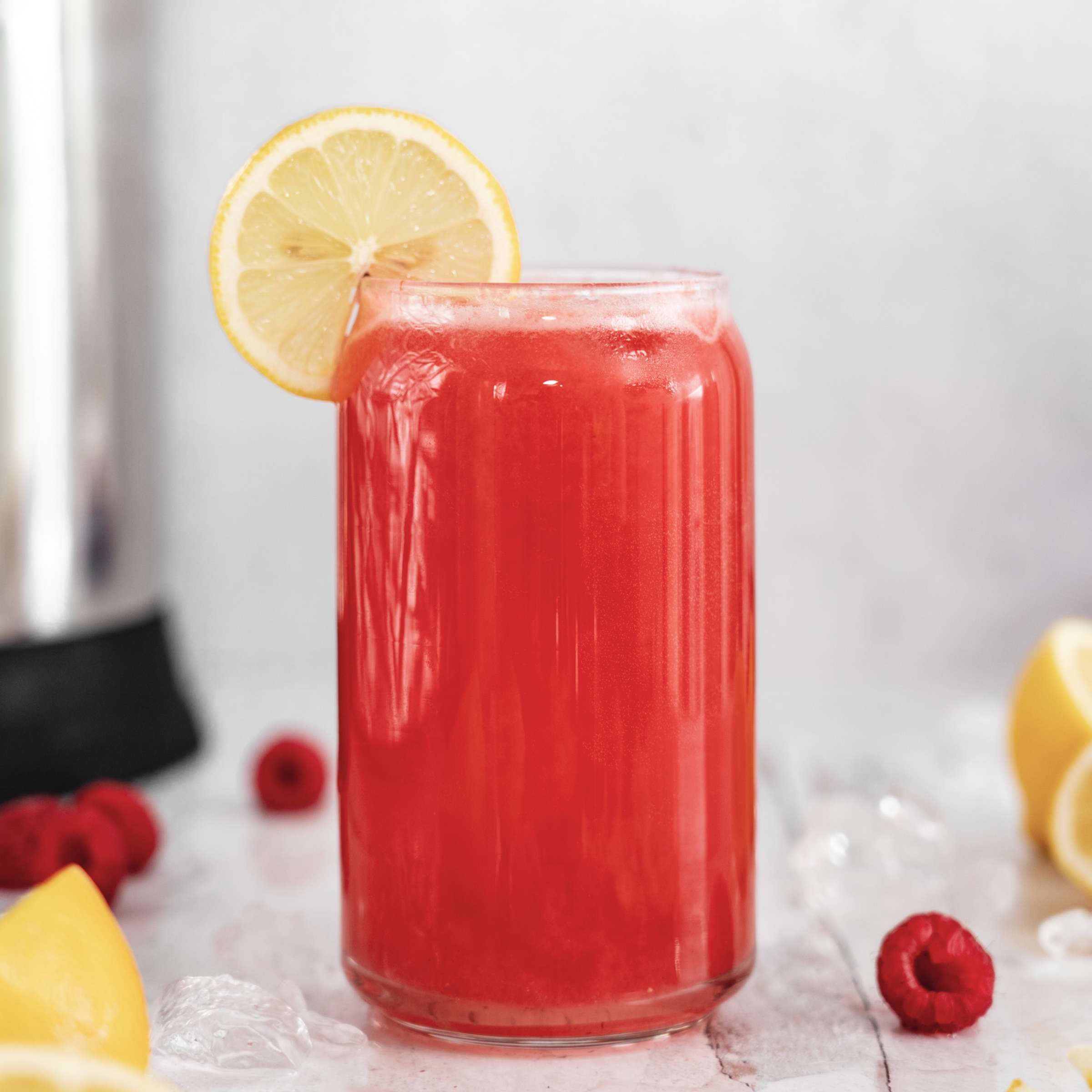 glass of raspberry lemonade