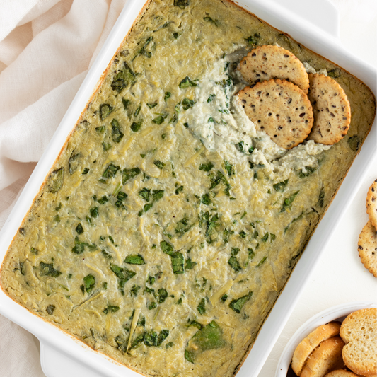 Vegan Spinach Artichoke Dip with Cashew Pulp