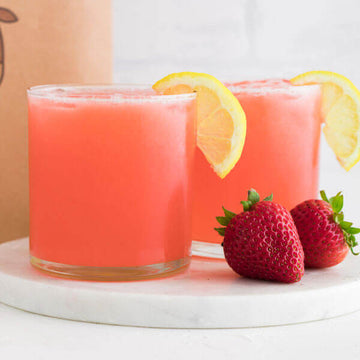 glasses of Strawberry Lemonade made with an almond cow