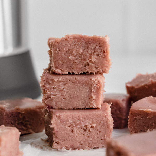 vegan Strawberry Fudge made with the Almond Cow