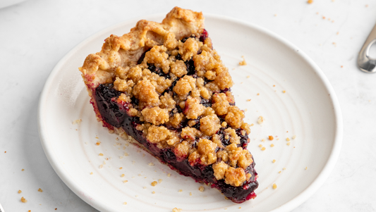 A cherry crumble dessert made with Almond Cow pulp.