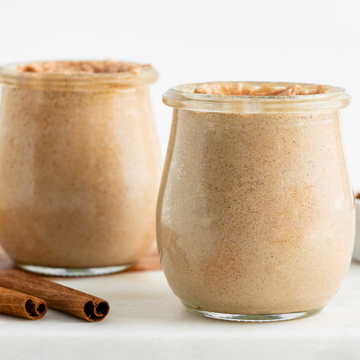 whipped vegan cinnamon butter in a glass jar