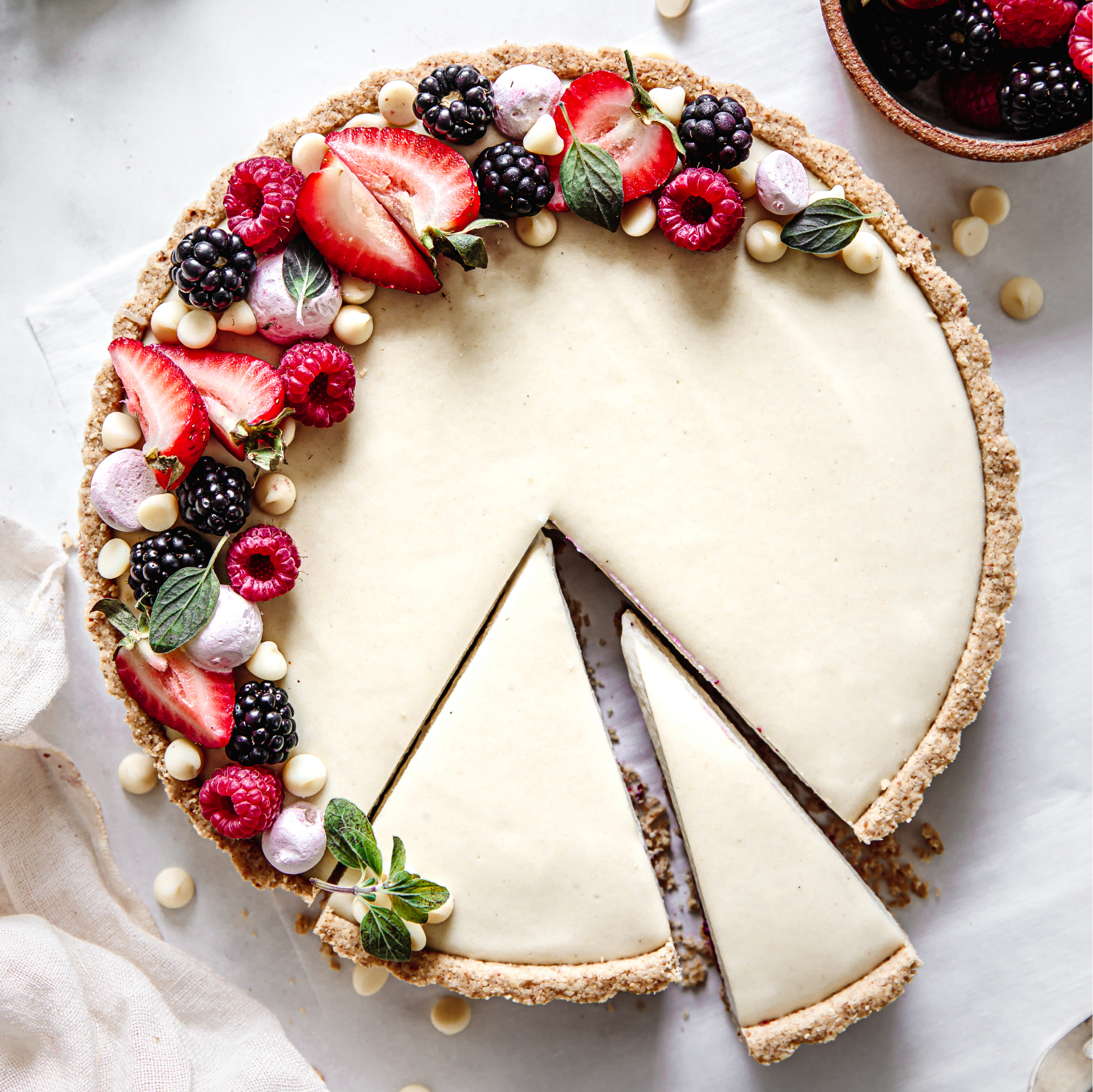 vegan white chocolate berry tart