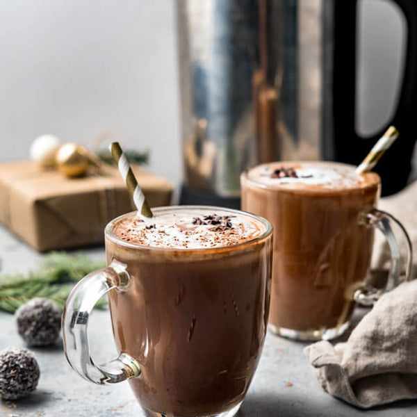 vegan Peppermint Hot Chocolate in a glass