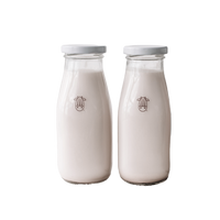 Pair of Glass Milk Bottles - Set of 2