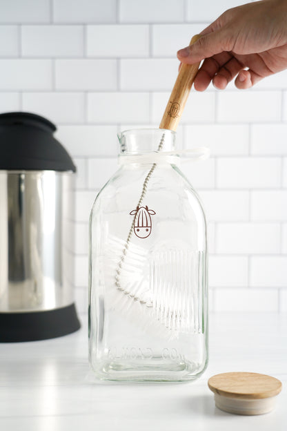 Almond Cow Jug Brush | Long Handle Bottle & Cup Scrubber