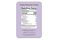 Original Almonds n Dates Nutrition Facts Label - Almond Cow 