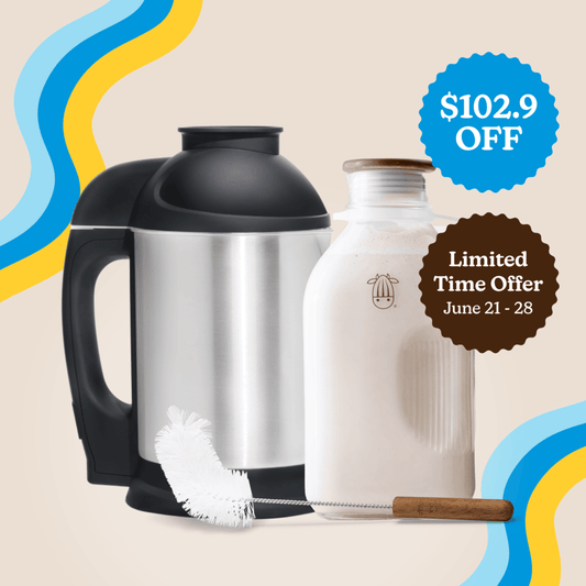 Almond Cow Essentials Bundle (Set) | Plant-Based Nut Milk Machine & Glass Jug for Fresh Homemade Milk