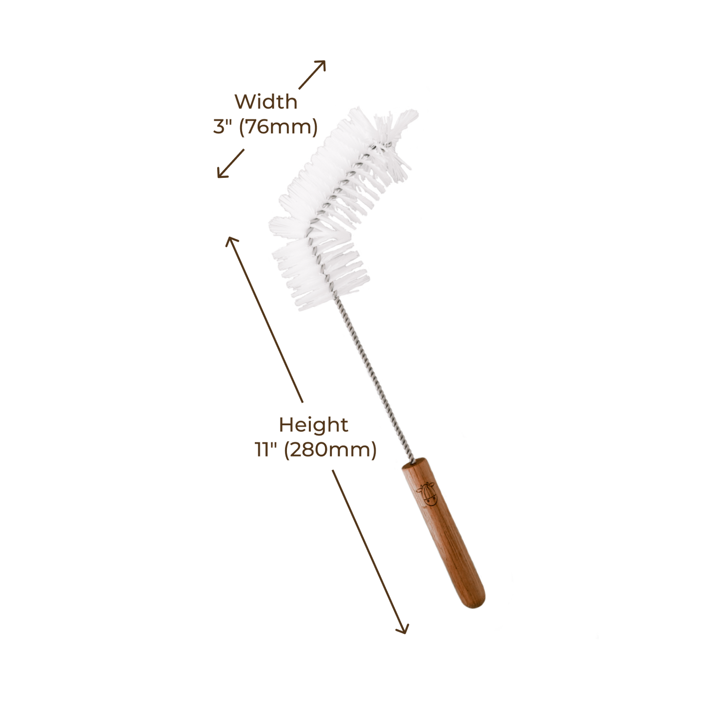 Almond Cow Jug Brush | Long Handle Bottle & Cup Scrubber