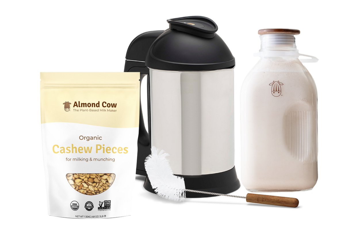 Custom Starter Bundle: Includes Cashew Pieces, Ingredients, Cleaning Brush, and Jug for Homemade Plant-Based Milk