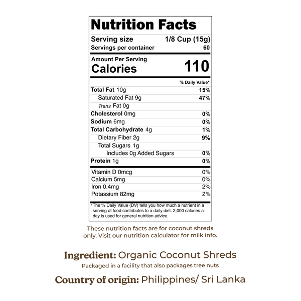 Organic coconut shreds - 2 lbs nutritional facts image 2