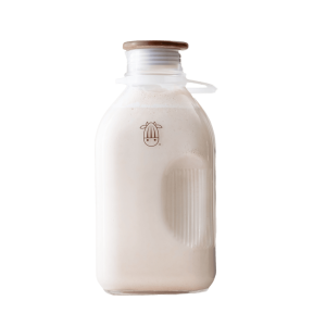 Glass Jug | 60 oz Rectangular Clear Storage Container with Wide Mouth & Wooden Cap